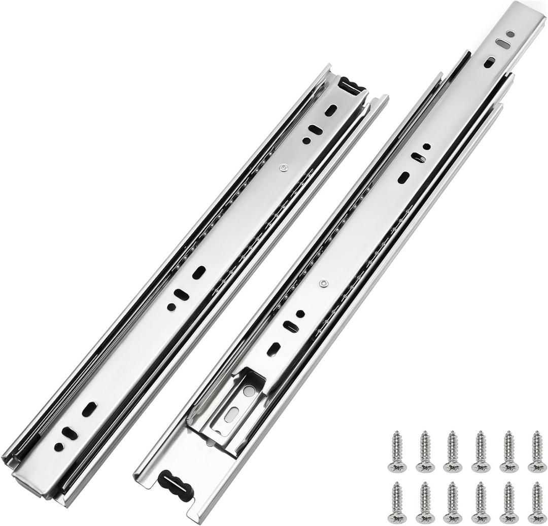 LONTAN Full Extension Ball Bearing Drawer Slides 8 10 12 14 16 18 20 22 24 Inch Heavy Duty Side Mount File Cabinet Rails Dresser Runner Kitchen Cabinet Drawer Glides 100 LB Capacity (14 inch,1 Pair)