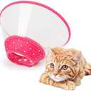 Andiker Pet Cone Recovery Dog Cone Adjustable Dog Collar Clear Padded Collar with Breathable Soft Edge Plastic Puppy Cone Protect the Neck Surgery Recovery Designed for Cats and Puppies (Small, Pink)