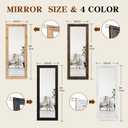 Full Length Mirror 58"x22" Solid Wood Frame Floor Large Mirror for Living Room, Bedroom Hanging or Leaning Wall-Mounted, Light Brown