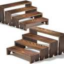 2 Set Large Wooden Tiered Riser Display Stands for Vendor Events,Stackable Wooden Cupcake Stand,Farmhouse Decor Wood Dessert Table Display Set,Vendor Booth Display Items,Food Display Risers for Party（12-11.2-10.4-9.6IN）