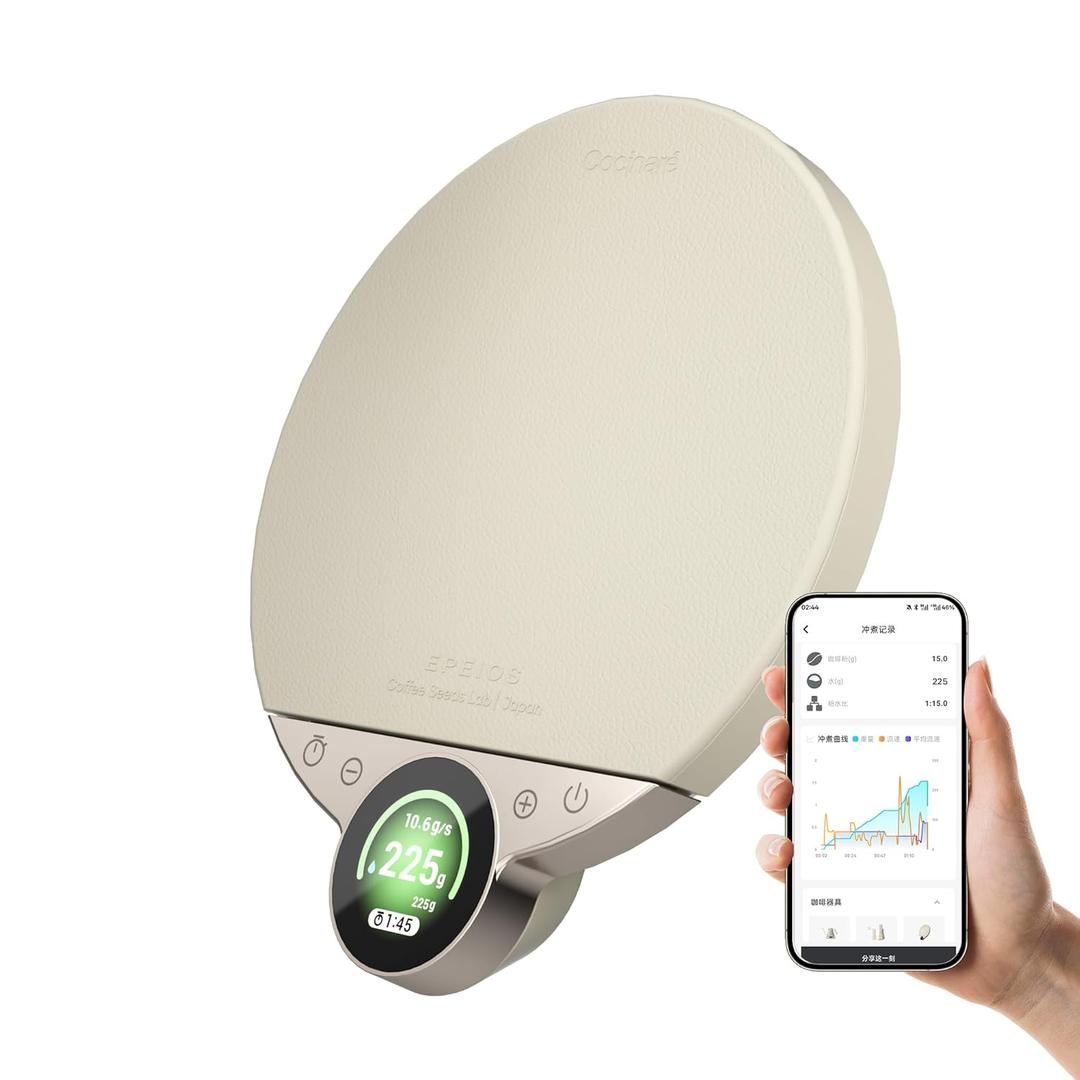 Cocinare Balance Pro 0.1g Precision Coffee Scale, 3.5kg Digital with Timer Kitchen Scale for Coffee & Food, App Control (White)