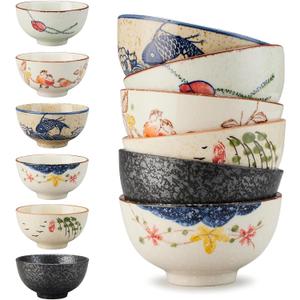 Cereal Bowls Set of 610 Oz Ceramic Soup Bowls,4.5 inch Color Kitchen Bowl for Cereal, Salad, Soup, Dessert, or Snacks (6-piece set)