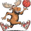 Family Vibrant Cartoon Wall Decal Decoration Basketball Moose Playing Fun Character Kids Holiday Gift Lasts Years and Easily Removable - Size: 30 in(W) x 30 in(H)