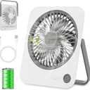 Rechargeable Travel Fan - Ultra Slim & Quiet Personal Fan for Cruise 4 Speeds 180 Folding, Compact Cooling for Office Bedroom, Camping Travel Essentials (White)