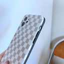 Cold Gray Checkered Print Phone Case Compatible with iPhone 13 Pro 6.1 inch Chessboard Soft Slim Thin ins Frame Design Girls Women Stylish IMD Protective Back Cover Casing(Grey Chessboard)