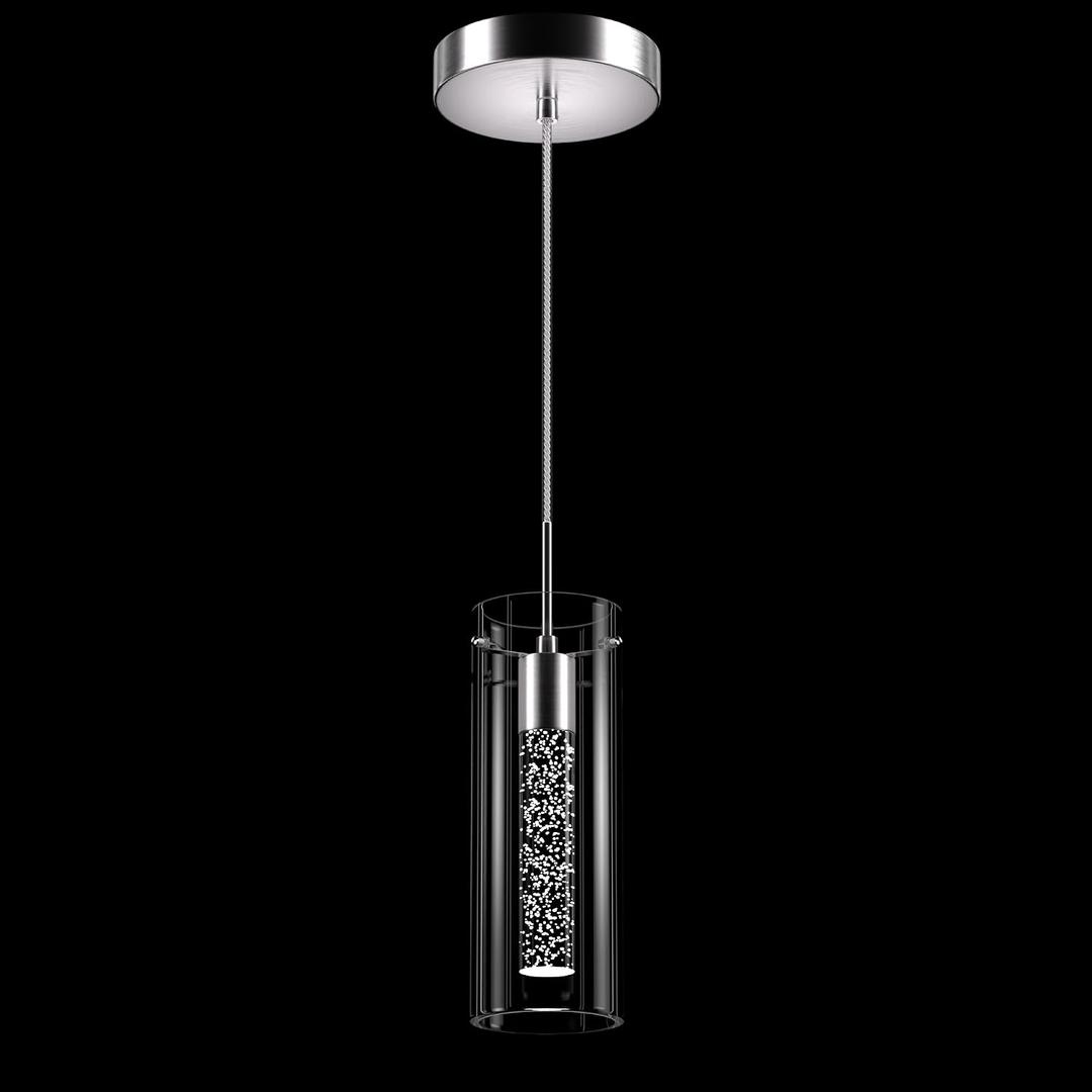 1 Pack Pendant Ceiling Light Fixture, Pendant Lights for Kitchen Island Crystal Pendant Light, 1-Light Integrated Kitchen Hanging Light Fixture Modern Island Light with Bubble Glass