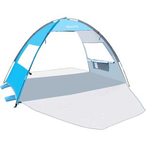 OutdoorMaster Beach Tent Sun Shelter with 2 Ventilated Doors, UPF50+ Easy Setup Beach Tent Canopy for 3 Person, Lightweight & Portable Family Beach Umbrellas for Sand with Carrying Bag - Blue