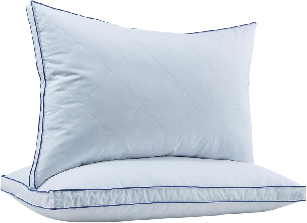 puredown Feather Down Pillows King Size Set of 2, Luxury Goose Feather Pillow for Sleeping, Organic Cotton Cover Hotel Collection Bed Pillows