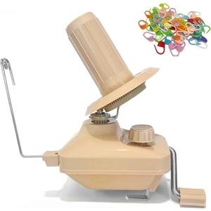 Manual Yarn Winder, Khaki Wool Ball Winder for 3.5oz Yarn Cakes, Professional Spinner for Knitting & Crochet, 20pcs Free Marker Stitch Needle Clips