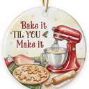 6 x Baking Christmas Ornament 2026 - Funny Gifts for Bakers, Ceramic Bake Christmas Ornament for Christmas Tree, Baker Gifts for Women Pastry Chef Friends Mom, Cute Baking Gift for Lovers