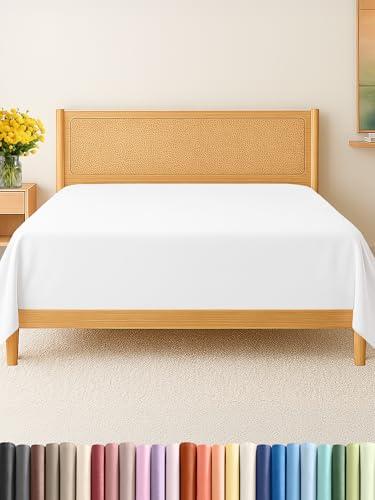 Full Size Flat Sheet - Hotel Quality Top Flat Bed Sheet Only - Ultra-Soft, Comfy, Breathable & Cooling - Fade & Wrinkle Free - Easy-Care, Stain & Shrink Resistant Bedding - Easy-Fit & Oeko-Tex - White