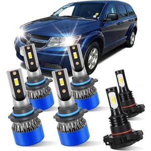 High Beam +Low Beam +Fog Bulb Combo Light Fit for Dodge Journey 2010-2019 Lamps 6000K Ultra White with Fan Easy to Install 6PCS