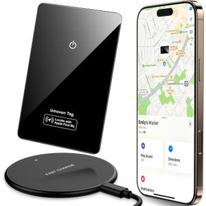 Tracker Card for Apple Find My(iOS Only) - Thin Wallet Finder with Wireless Charger - Item Locator for Wallet, Luggage Tags, ID Card and More - IP68 Waterproof