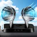 Car Fan, Dual Head USB Fan with Mist Function, Portable 12V Cooling Fan for Vehicle, 360° Multi-Angle Rotatable & 2 Speeds, Delivers Strong Airflow for Truck, SUV, RV & More