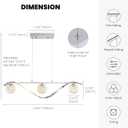 40" Dimmable Kitchen Island Lighting, Dining Room Pendant Light Fixtures Over Table, 4-Light LED Island Lights with Glass Globe Shades,Linear Chandeliers for Living Room-Chrome