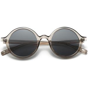 Retro Round Sunglasses for Men Womens Vintage Trendy Circle Sunglasses Costume Cosplay Sun Glasses UV400 Protection (Grey/Transparent Grey)