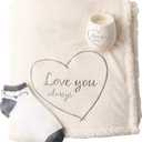Pavilion Gift Company - Love You Always Sherpa Lined Royal Plush Blanket Gift Set 42 x 50 Inch
