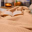 100% Cotton Beige Waffle Weave Lightweight Blanket Twin Soft, Breathable, and Cozy Bed Blanket for All Seasons