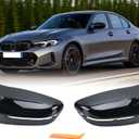 Mirror Cover Compatible with BMW 3 Series G20 G21 4 Series G23 G26 5 Series G30 G31 7 Series G11 G12 8 Series G14 G15 G16 Left & Right Horn Clip-on Glossy Black BMW Rearview Mirror Caps 2 PCS