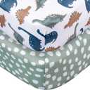 Gerber Baby Unisex 2-Pack Knit Crib Sheet, Dino Time, One Size