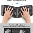 MoKo Ergonomic Foldable Keyboard, Split Portable Folding Bluetooth Keyboard for Business Travel, Ultra Slim Rechargeable Wireless Keyboards for iOS/Android/Windows Tablet PC Smartphone