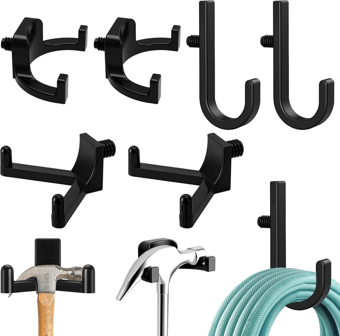 6Pcs ABS Storage Shed Tool Hooks, Heavy Duty Shed Organization Accessories,Compatible with Suncast Sheds,J/U/V Hooks for Hoses, Accessories for organizing Tools, ladders and Bulk Items