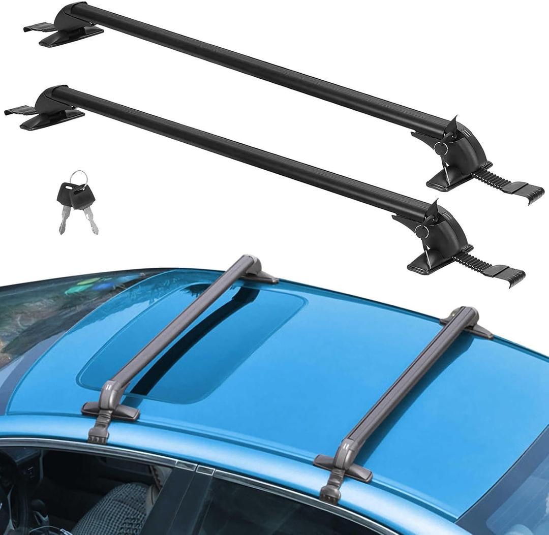 Universal Roof Rack Adjustable 43" Cross Bars, Upgraded Aluminum Alloy Car Roof Rack Carrier Holders Brackets, for Ski Luggage Rack Kayak Bike Canoe Snowboard Cargo Basket,165LB/75KG Max Load (43'', Anti-theft)