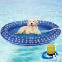 Dog Floats for Pool, ZOOS Dog Pool Float Inflatable Pool Floats for Small Medium Dogs 30Lb 43.3"x28.3" Pet Soft Dog Float Raft Swimming Pool Float for Summer, Air Pump and 6ft Woven Ribbon Included