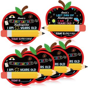 4 Pack First and Last Day of School Chalkboard Double Sided Back to School Sign Preschool Kindergarten Chalkboard Sign Reusable Board for Photo Prop Supplies(10"x10")