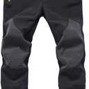 Gash Hao Mens Snow Ski Waterproof Softshell Snowboard Pants Outdoor Hiking Fleece Lined Zipper Bottom Leg (32W x 30L, Black)
