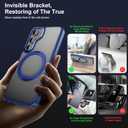 Compatible with Samsung Galaxy S25 Case 360 Invisible Ring Stand Magnetic Case [Compatible with Magsafe][Military Drop Protection] Anti-Fingerprint Shockproof Translucent Design for S25Navy Blue