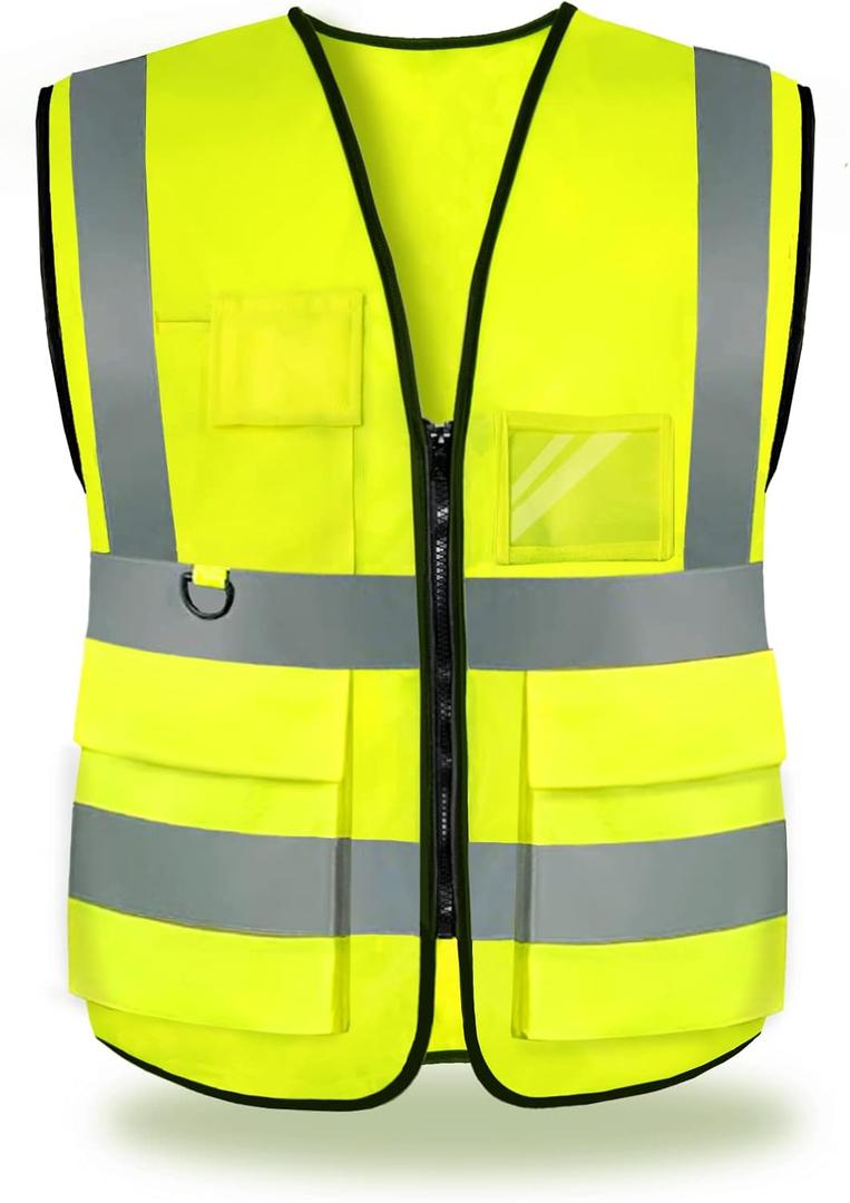 ANDANDA High Visibility Reflective Vest with with 2 Functional Pockets&Multi-scene Use Reflective Vest, Fluorescent yellow, M(1 pack) (M)