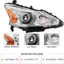Headlight Assembly Compatible With 2013-2015 13-15 Nissan Altima 2013 2014 2015 13 14 15 Nissan Altima S/SL/SV-Only fit 4 - Door Chrome Housing Amber Reflector