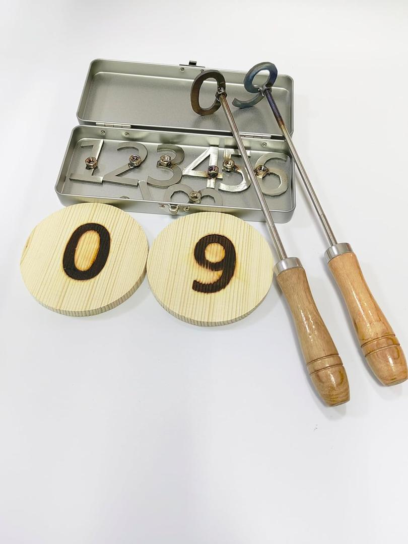 Premium 2" Stainless Steel 0-9 Number Branding Iron Set with 2 Changeable 10" Handle - Leave Your Mark on Wood and Leather (0-9 2in /2 Wood Handles)