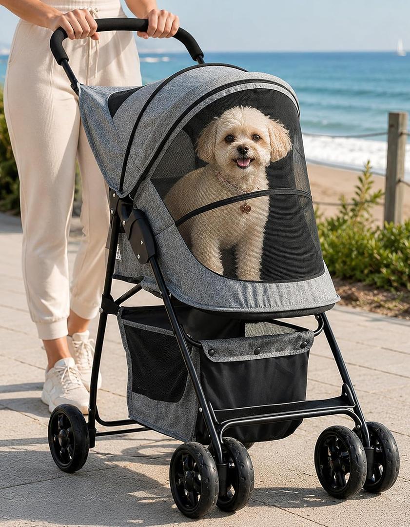 Pet Gear No-Zip Happy Trails Lite Pet Stroller, Sea Salt