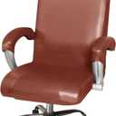 ITFRO Waterproof Office Chair Cover with Armrest Covers Camel PU Leather Computer Desk Chair Cover with Zipper Universal Rotating Gaming Chair Slipcover High Back Chair Seat Protector (Camel)