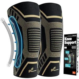Copper Knee Brace for Men & Women - Knee Compression Sleeve with Side Stabilizers - Knee Support for Running, Hiking, Working, Basketball, Volleyball, Gym, Meniscus Tear, ACL, Arthritis Knee Pain Relief, A Pair (Black-Copper(a pair), Medium(16"-18.5"