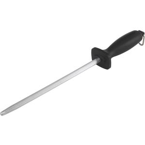 Smiths 9-Inch Sharpening Steel  High-Carbon Steel Knife Sharpener  Hanging Hook  Protective Hand Guard  Quick Straight Blade Sharpening