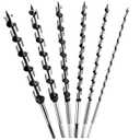 6Pcs 12-Inch Long Auger Drill Bit Set for Wood, 1/4"-7/8" Inch Hex Shank Ship Auger Drill Bit for Soft and Hard Wood, Plastic, Drywall and Composite Materials