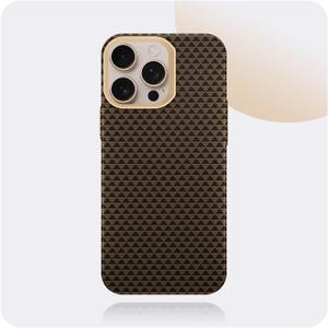 Magnetic Case for iPhone 16 Pro, Compatible with Magsafe, with Metal Frame Camera Protection, Ultra Thin Lightweight Comfortable Surface Grain Feel Case (Black-Gold, iPhone 16 Pro)