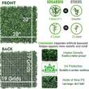 16PCS 20"x20" Artificial Boxwood Panels Topiary Hedge Plant UV Protected Faux Grass Wall Greenery Mats for Outdoor Garden Fence Backyard and Indoor Home Wedding Decoration, Dark Green