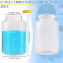 Tatuo 2 Pcs 64 oz 2000ml Polyethylene Reagent Bottle Plastic Sample Bottles with Screw Caps Translucent PE Sample Containers with Lid for Liquids, Laboratory, Storage at Home (Translucent)