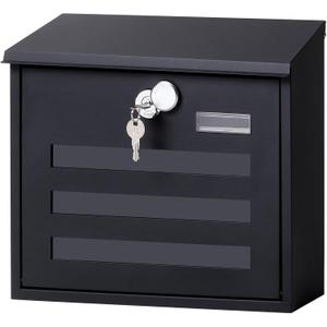 Locking Mailbox Wall Mounted Vertical- Jssmst mailboxes with Key Lock Large Capacity, Key Lock Drop Box Large Capacity with Galvanized Cover and Rust-Proof Metal, 13 x 11.8 x 4.1 Inch SM-HPB918