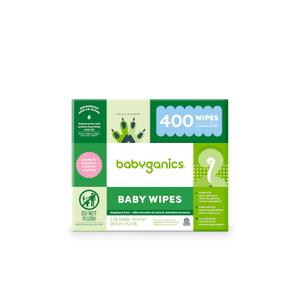 Babyganics Baby Wipes, Unscented Diaper Wipes, 400 Count, (5 Packs of 80), Non-Allergenic and formulated with Plant Derived Ingredients
