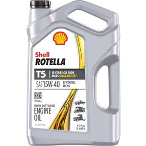 Shell Rotella T5 Synthetic Blend 15W-40 Diesel Engine Oil, 1 Gallon