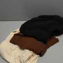 3 Pack Women's Turtleneck Shirts Long Sleeve Slim Fit Thermal Underwear Tops Mock Neck Base Layer with Thumb Holes (Medium, Black, Cream, Brown)