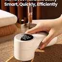 GAIATOP Fabric Shaver Rechargeable Lint Remover 3 Speeds Sweater Defuzzer, Cute Digital Screen Large Storage 6-Leaf Blades, Fuzz Pills Bobbles Trimmer for Clothes Furniture Bedclothes White 1 pcs