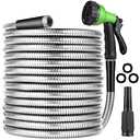 Metal Hose 50 FT, Garden Hose with 10 Function Sprayer Nozzle & Adjustable Nozzle, Garden Hose Rust Proof Kink Free & Tangle Free Flexible for Lawn, Car, RV, and Outdoor Watering