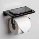 Linkaa Toilet Paper Holder with Shelf Oil Rub Bronze,Wall Mount Bathroom Decor Phone Holder,Rust-Proof Aluminum Matte Finish,Bathroom Accessories Storage Shelf for Phone, Inc. (Oil Rubbed Bronze) (Single Roller)