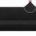 PrinceDeco Stretch Armless Futon Cover Futon Slipcover Full Queen Size Futon Couch Sofa Cover Bed Cover Furniture Protector with Elastic Bottom, Checked Pattern Jacquard, Black